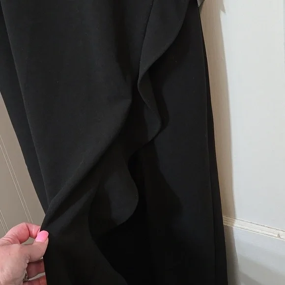 Lulus Womens Strapless NWT Elegant Black Maxi Dress With Ruffle Slit XL - Picture 2 of 8